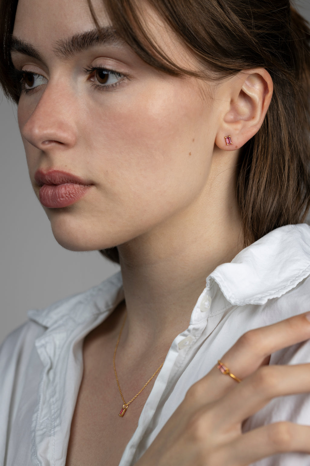 Savoy Ceremony Halskette – cozy candy aus vergoldetem Sterling Silber mit pink Turmalin, Ansicht 3