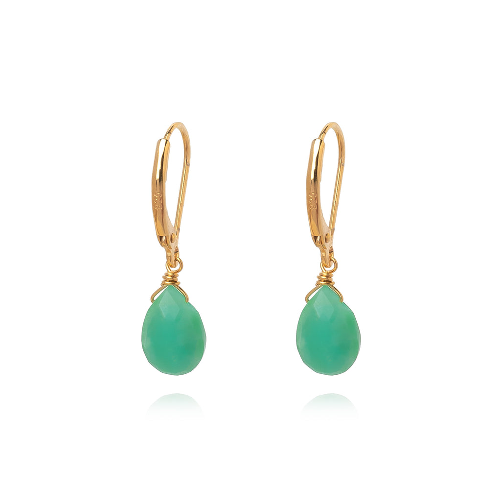 The Drop Ohrring – Chrysopras aus vergoldetem Sterling Silber mit Chrysopras