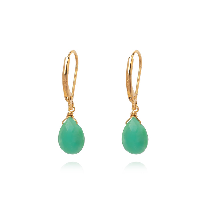 The Drop Ohrring – Chrysopras aus vergoldetem Sterling Silber mit Chrysopras