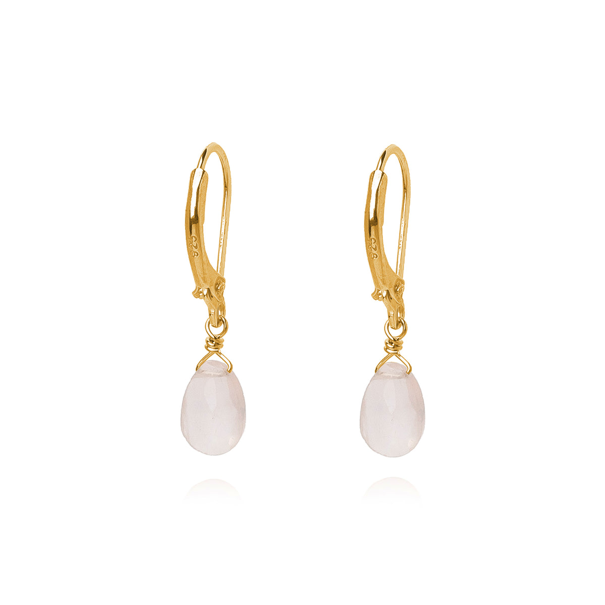 The Drop Ohrring – Rosenquarz aus vergoldetem Sterling Silber mit Rosenquarz