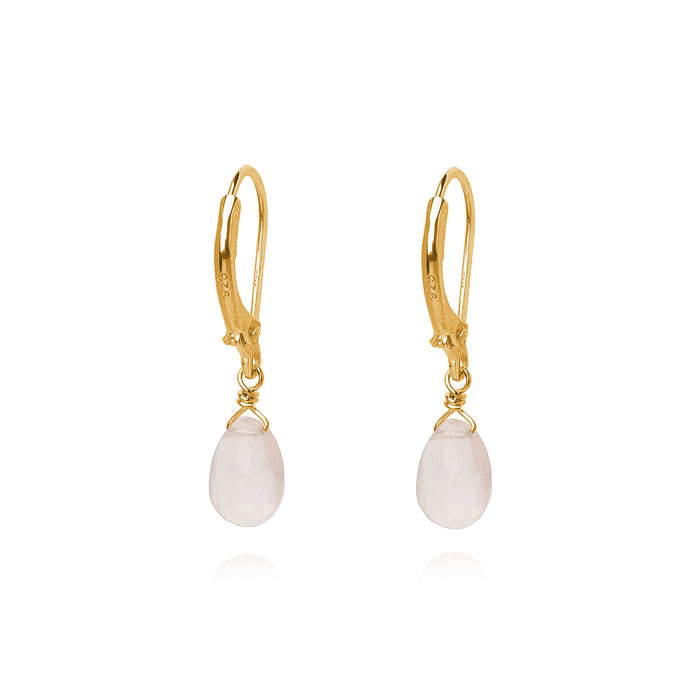 The Drop Ohrring – Rosenquarz aus vergoldetem Sterling Silber mit Rosenquarz