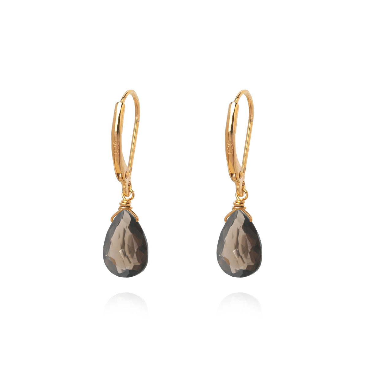 The Drop Ohrring – Smokey Quartz aus vergoldetem Sterling Silber mit Smokey Quartz
