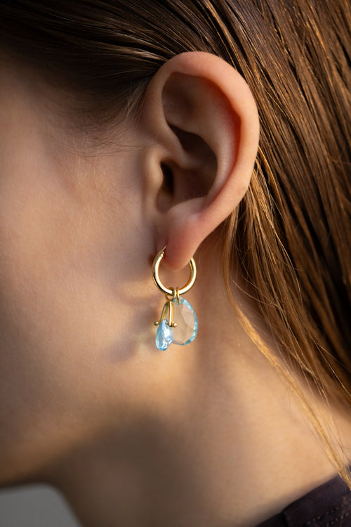Cry me a river Ohrring – blauer Topas aus vergoldetem Sterling Silber mit blauem Topas, Ansicht 2