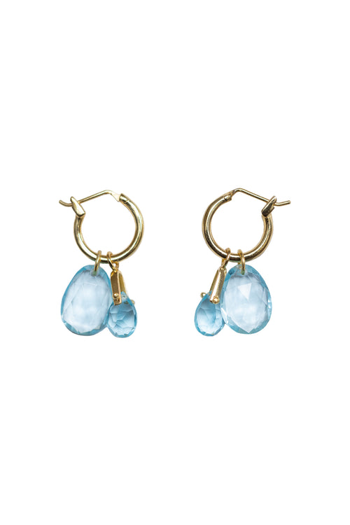 Cry me a river Ohrring – blauer Topas aus vergoldetem Sterling Silber mit blauem Topas