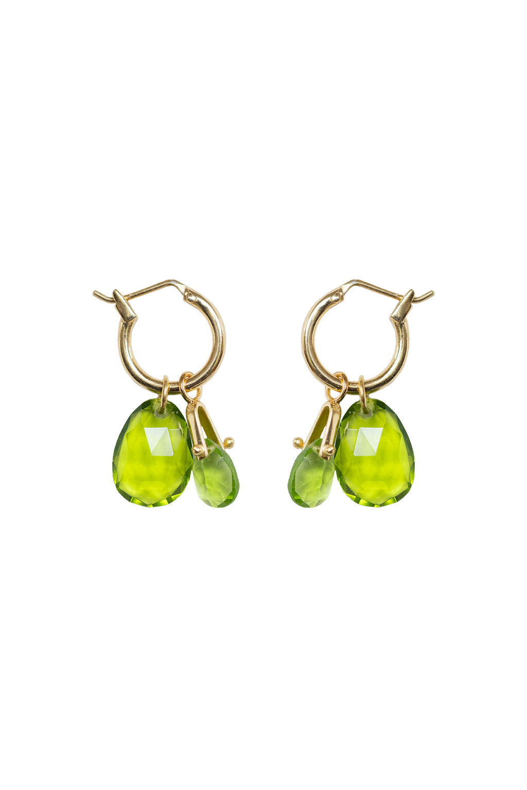 Cry me a river Ohrring – grüner Peridot aus vergoldetem Sterling Silber mit grünem Peridot
