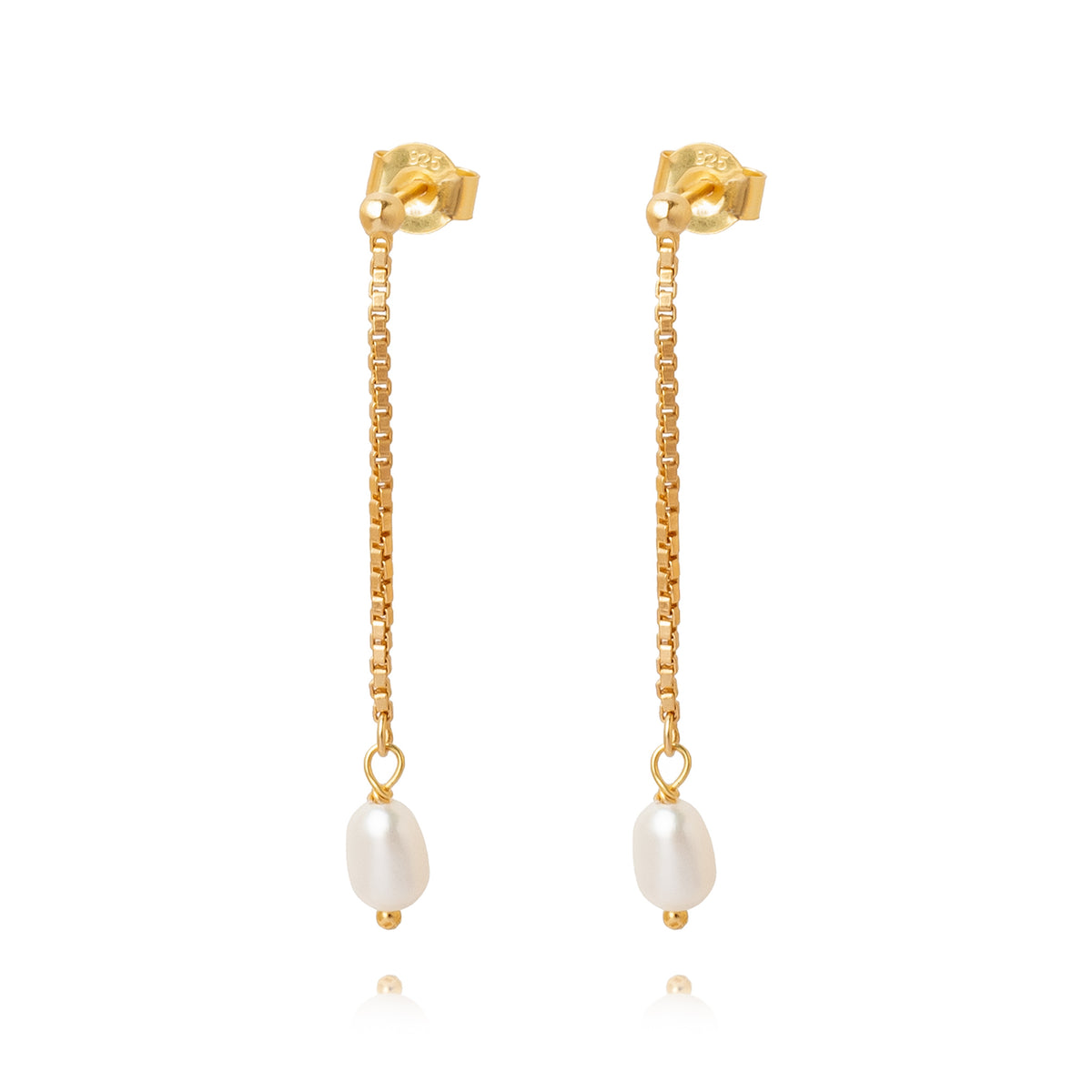 Pearl Drop Ohrring aus vergoldetem Sterling Silber mit Perle