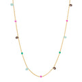 Velvet Garden Kette – pop up aus vergoldetem Sterling Silber mit Rauchquarz, Chalcedon, pink und grünem Onyx