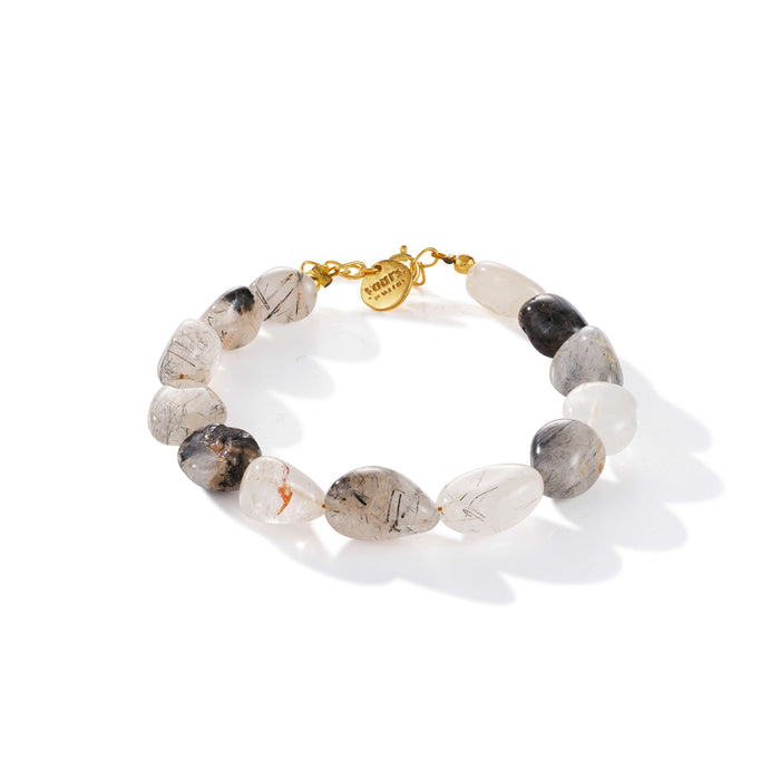 Pebble Armband aus vergoldetem Sterling Silber mit Rutilquarz