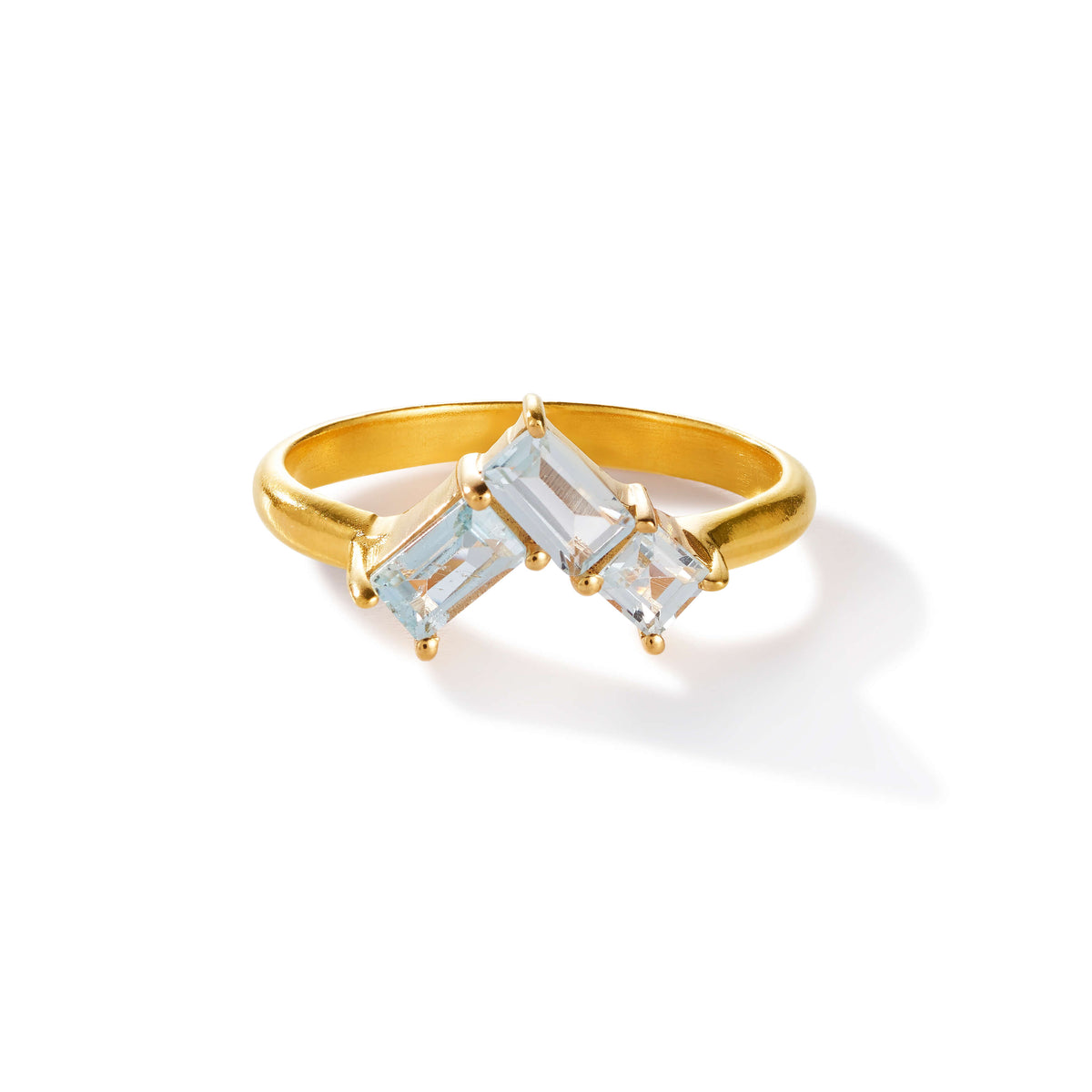 Satin Corner Ring – blissful blue aus vergoldetem Sterling Silber mit hellblauem Topas