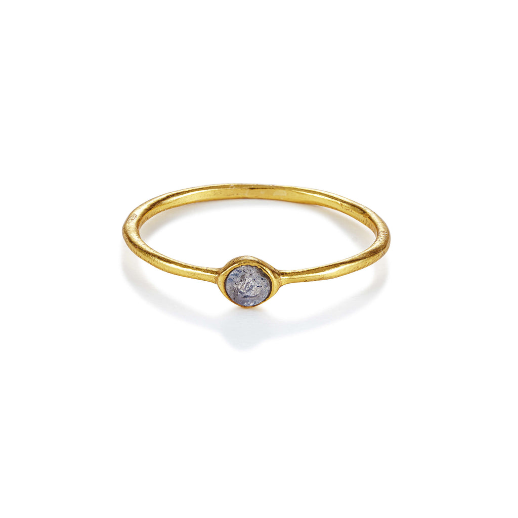 Tiny Love Ring – gloomy lights aus vergoldetem Sterling Silber mit Labradorit
