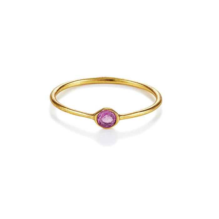 Tiny Love Ring – cozy candy aus vergoldetem Sterling Silber mit pink Turmalin