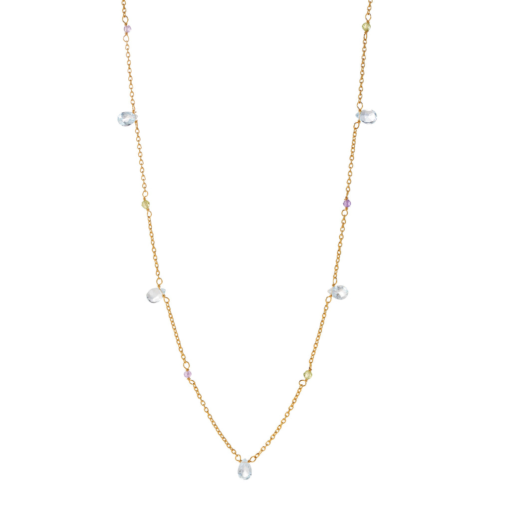 Velvet Garden Kette – light multi aus vergoldetem Sterling Silber mit Amethyst, hellblauem Topas, Peridot