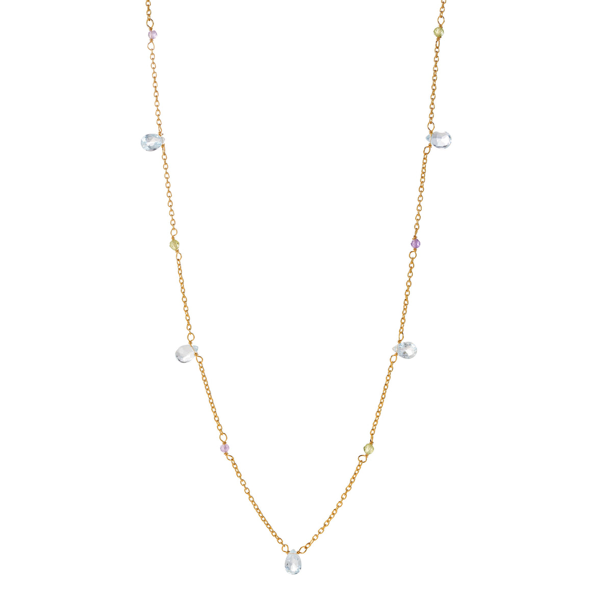 Velvet Garden Kette – light multi aus vergoldetem Sterling Silber mit Amethyst, hellblauem Topas, Peridot