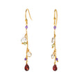 Velvet Garden Ohrring aus vergoldetem Sterling Silber mit Amethyst, blauem Topas, Peridot, Granat, Bergkristall, Citrin
