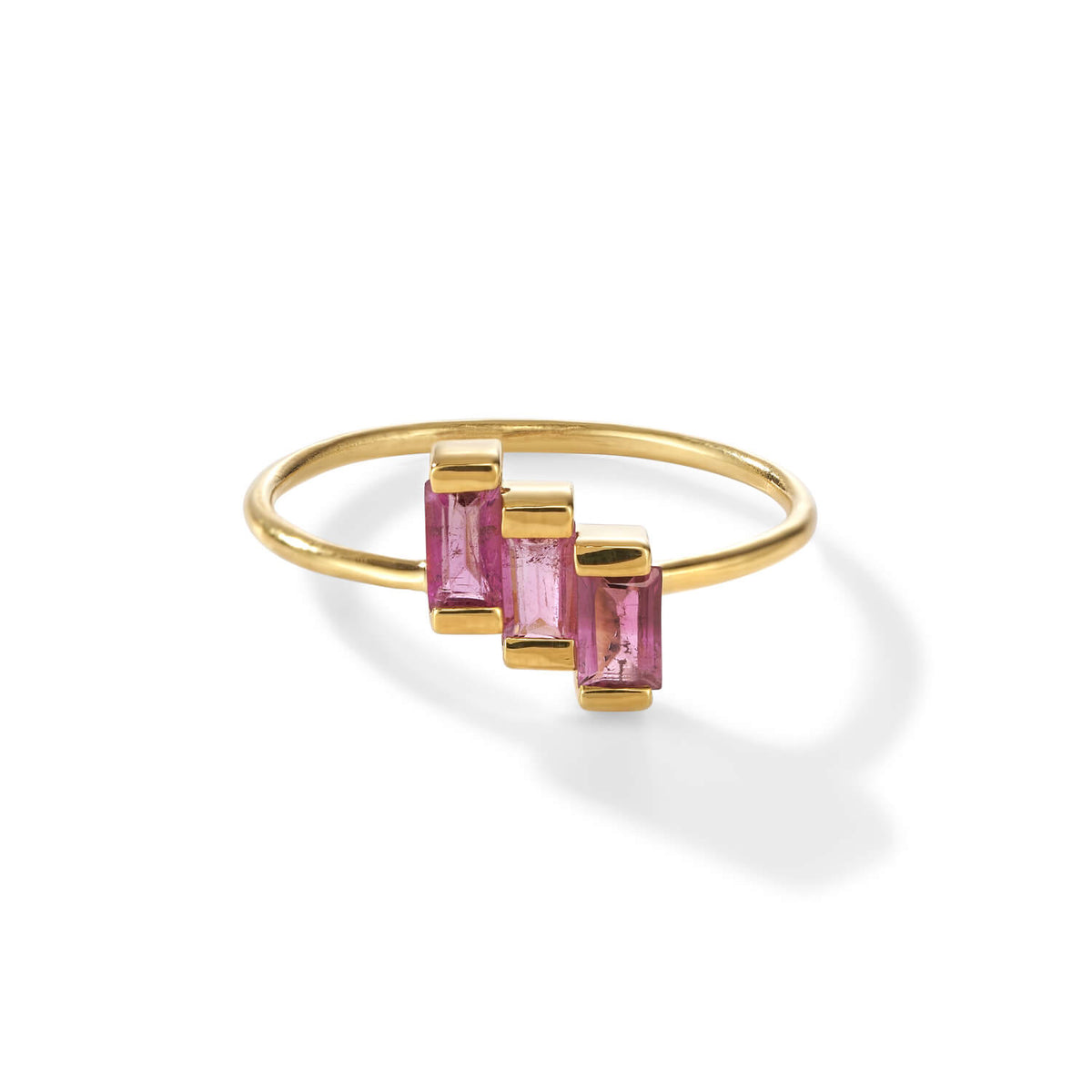 Stairway to the Stars Ring – cozy candy aus vergoldetem Sterling Silber mit pink Turmalin