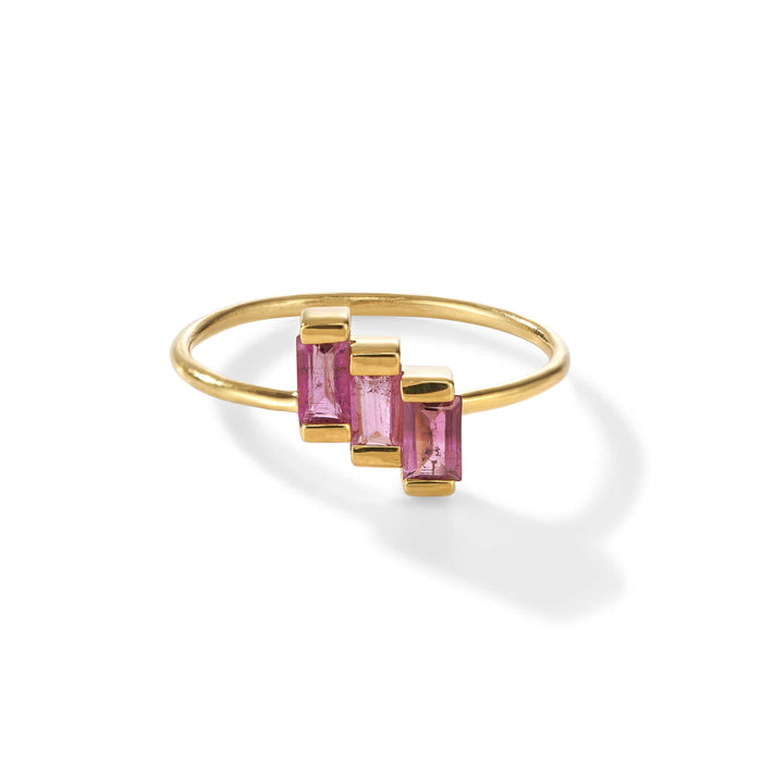 Stairway to the Stars Ring – cozy candy aus vergoldetem Sterling Silber mit pink Turmalin