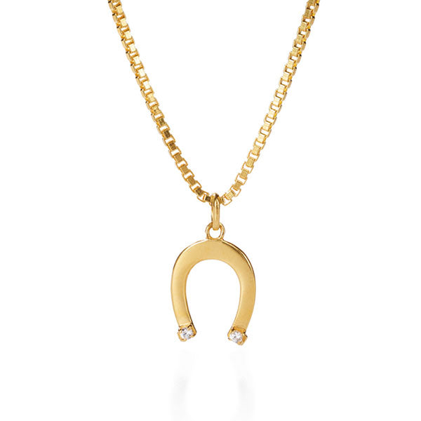 Good Fortune Horseshoe Kette – clear as day aus vergoldetem Sterling Silber mit weißem Topas