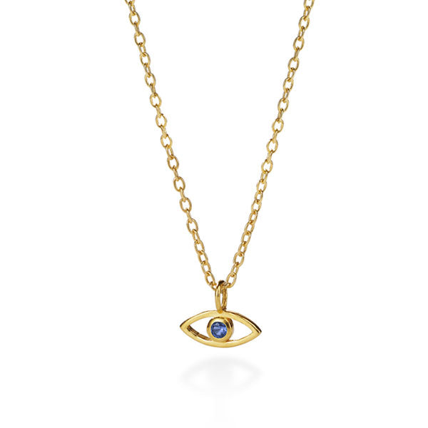 Lucky Eye Melody Halskette aus vergoldetem Sterling Silber mit blauem Saphir