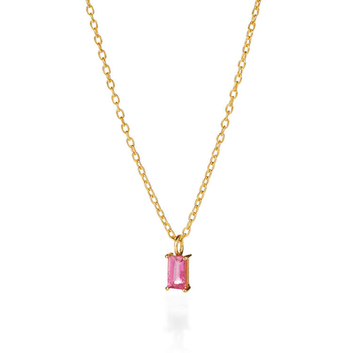 Savoy Ceremony Halskette – cozy candy aus vergoldetem Sterling Silber mit pink Turmalin
