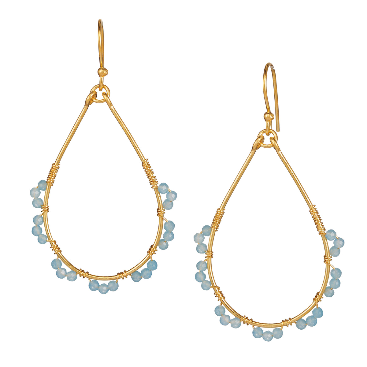 Vamos a la playa Ohrring – blissful blue, vergoldet aus vergoldetem Sterling Silber mit blauem Chalcedon