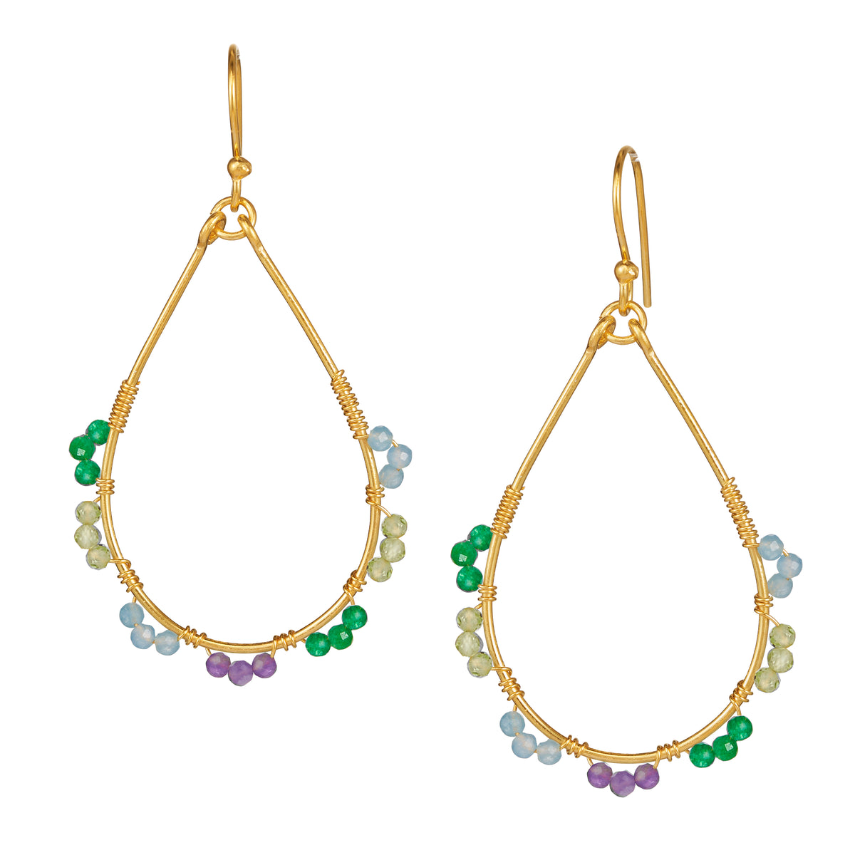 Vamos a la playa Ohrring – multi, vergoldet aus vergoldetem Sterling Silber mit Topas, Amethyst, Onyx, Citrin