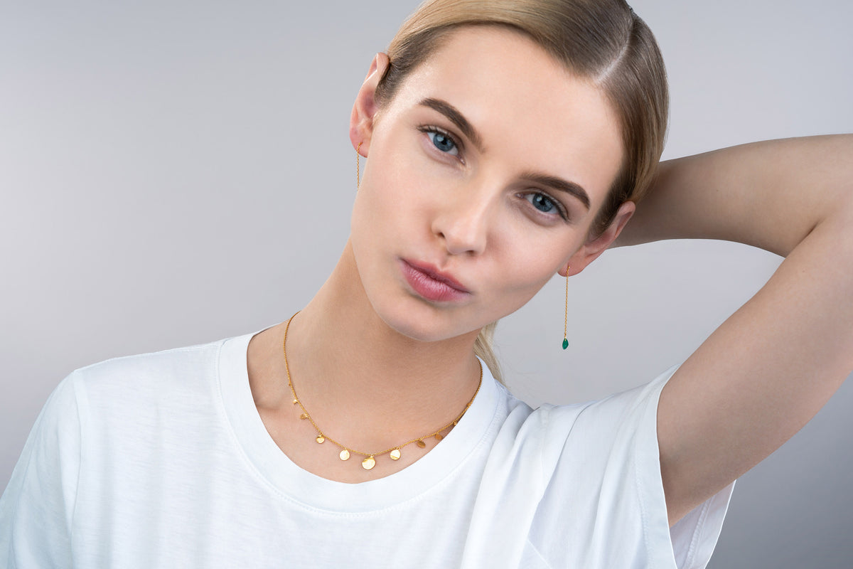 Drippity Drop Ohrring – chartreuse, vergoldet aus vergoldetem Sterling Silber mit grünem Onyx, Ansicht 2