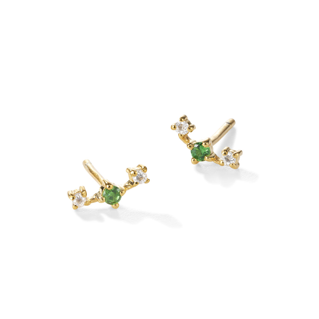 Broken Vintage Ohrring – gooseberry sorbet, vergoldet aus vergoldetem Sterling Silber mit Weißem Topas & Tsavorite/grünem Granat
