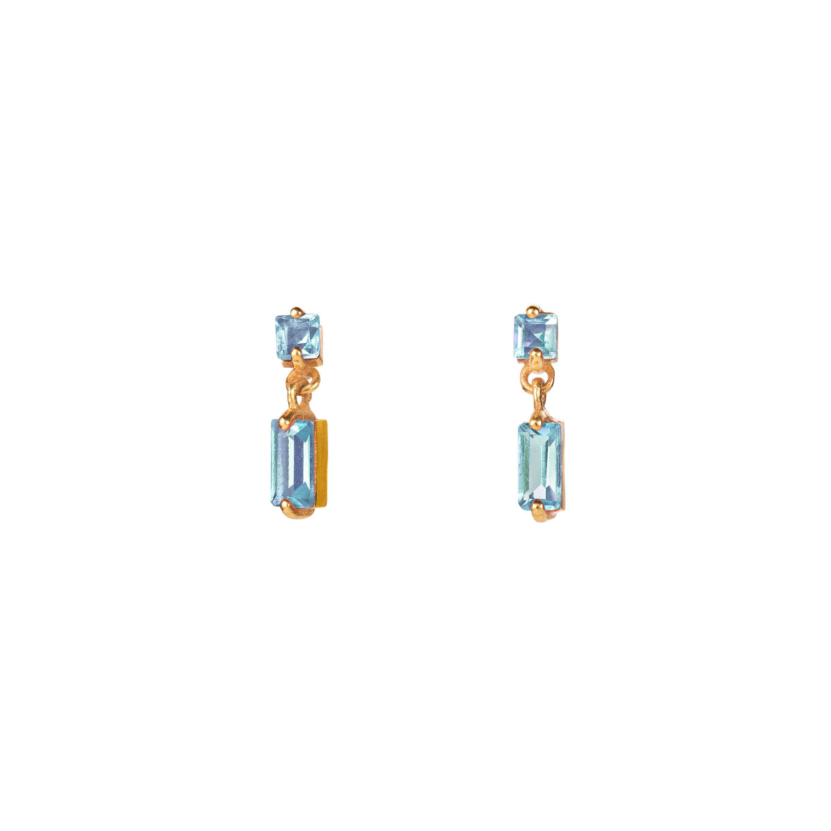 Squaredance Ohrring – blissful blue, vergoldet aus vergoldetem Sterling Silber mit hellblauem Topas