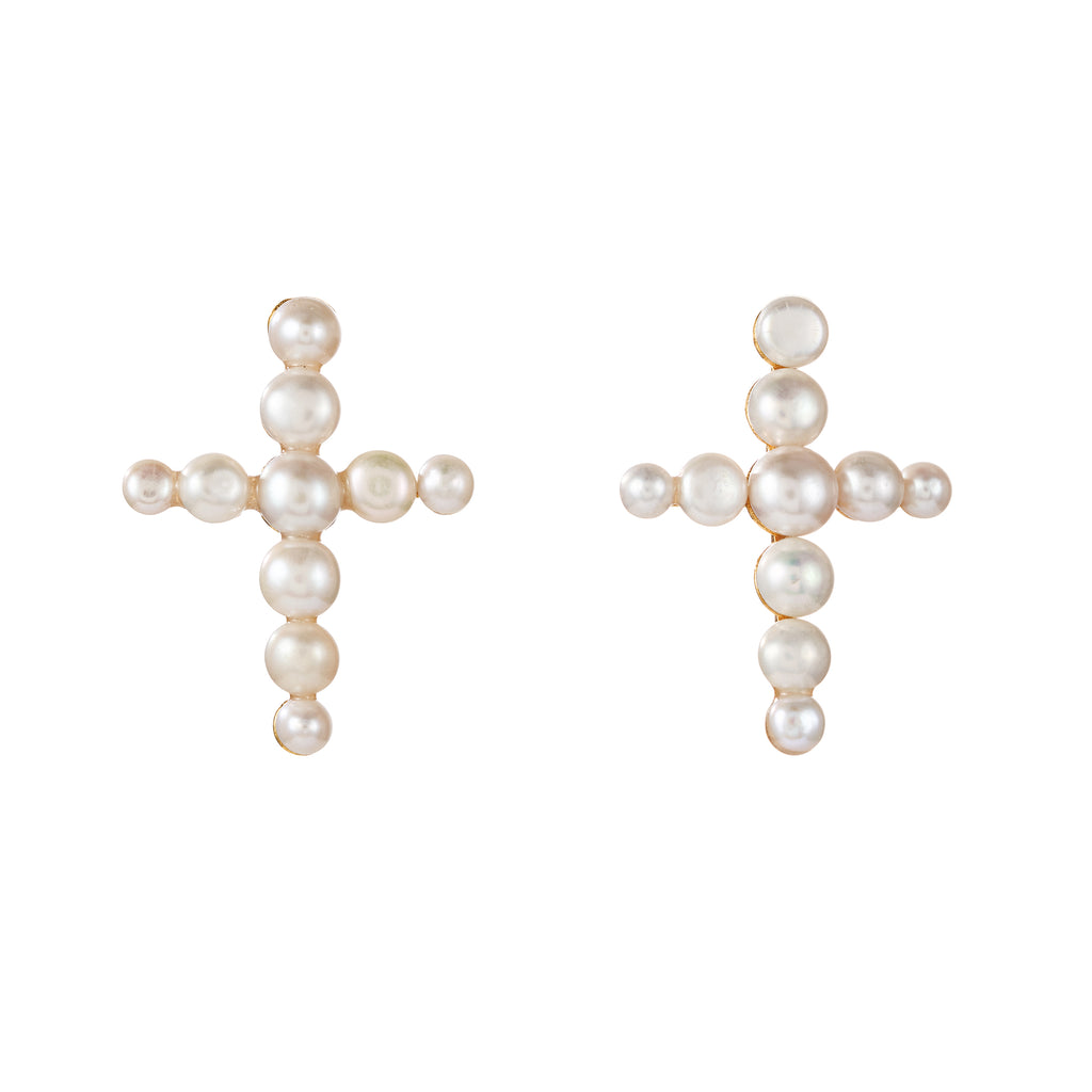 Cruz del Mar Ohrring – icy ivory aus vergoldetem Sterling Silber mit Perle