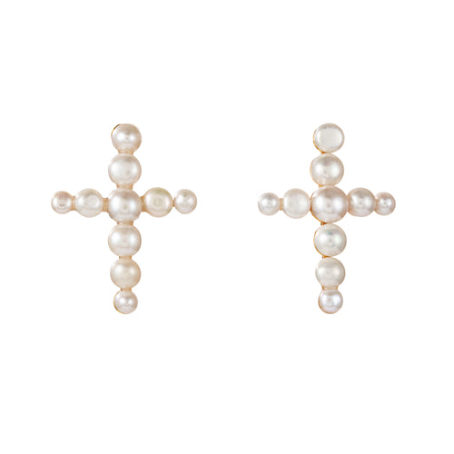 Cruz del Mar Ohrring – icy ivory aus vergoldetem Sterling Silber mit Perle