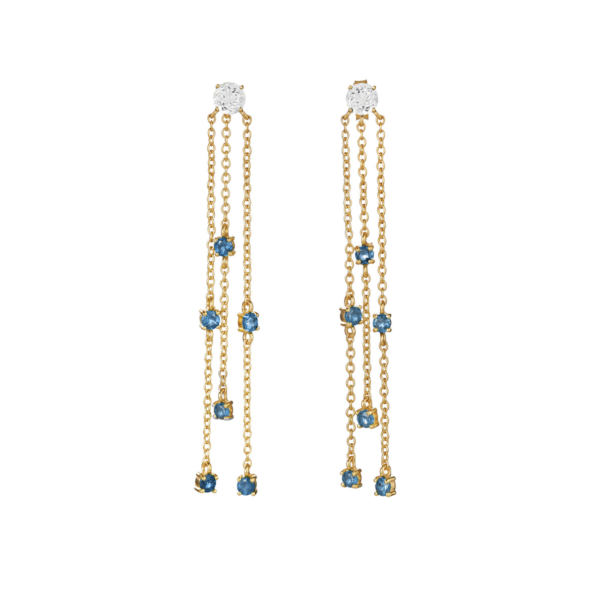 Clapping out Loud Ohrring – sea space aus vergoldetem Sterling Silber mit weißem Topas & London Blue Topas