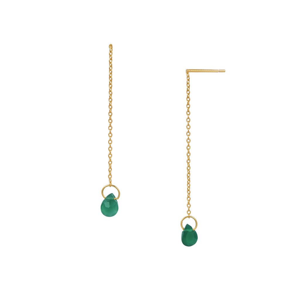 Drippity Drop Ohrring – chartreuse, vergoldet aus vergoldetem Sterling Silber mit grünem Onyx