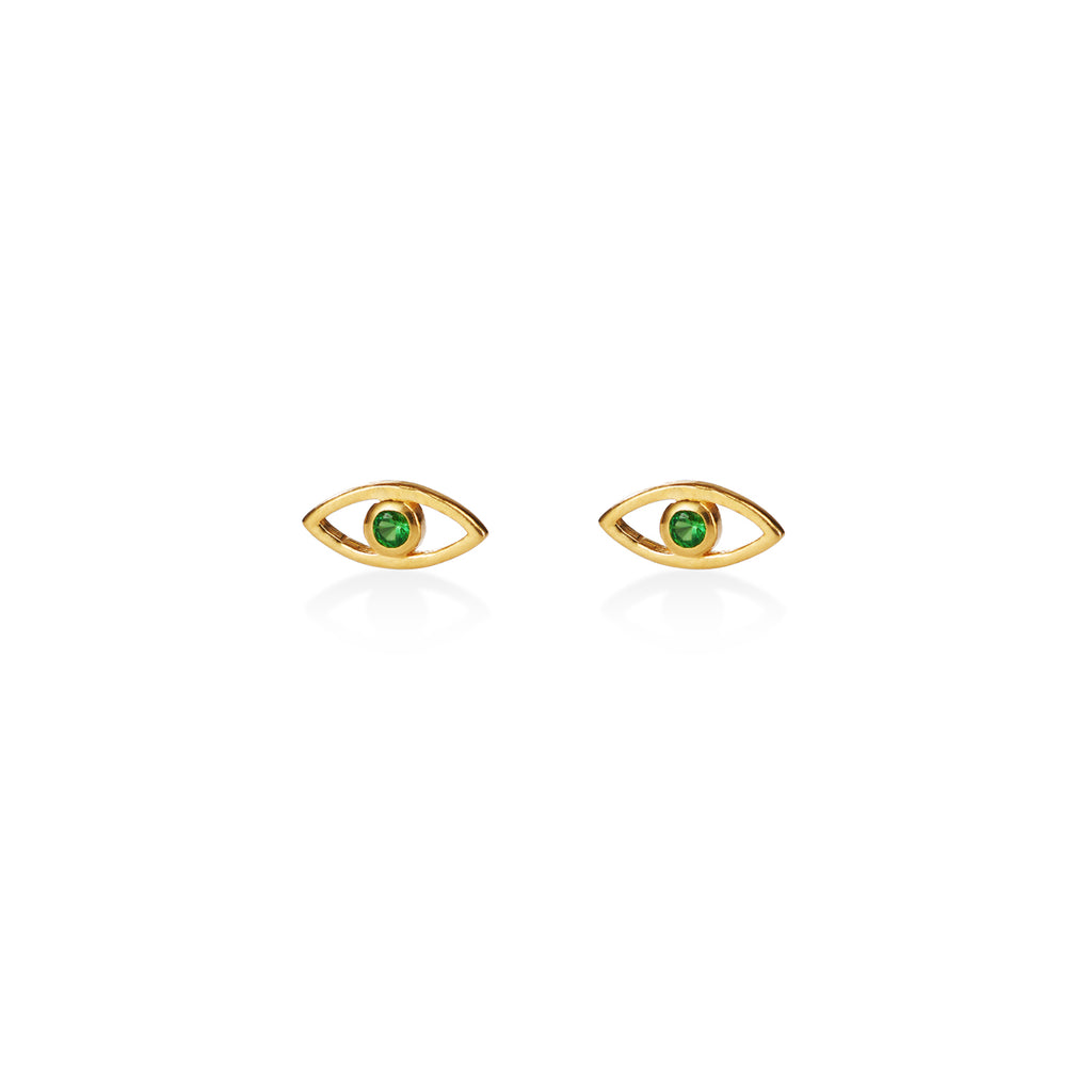 Lucky Eye Melody Ohrring – shake that tree aus vergoldetem Sterling Silber mit Tsavorite/grünem Granat