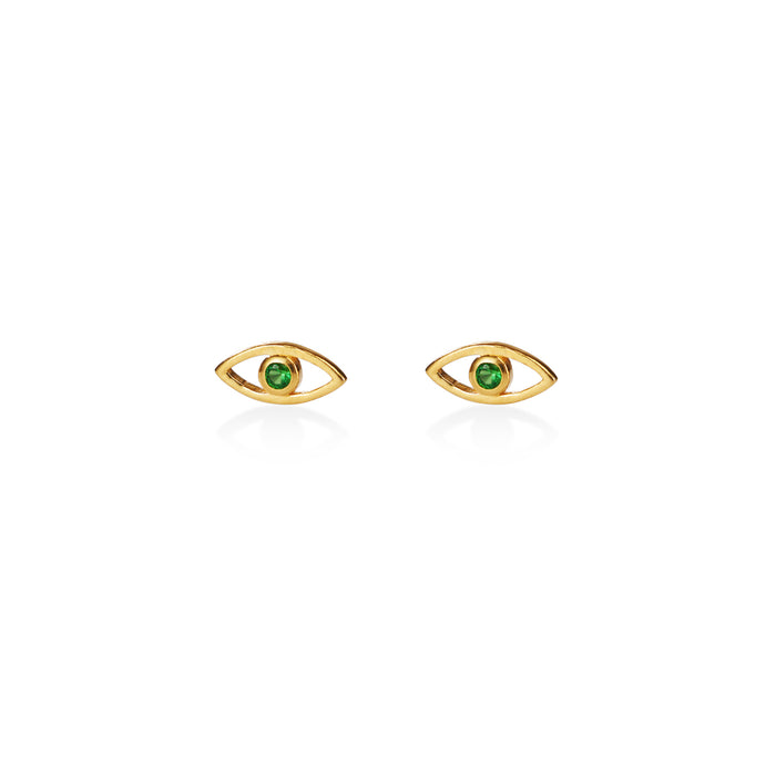 Lucky Eye Melody Ohrring – shake that tree aus vergoldetem Sterling Silber mit Tsavorite/grünem Granat