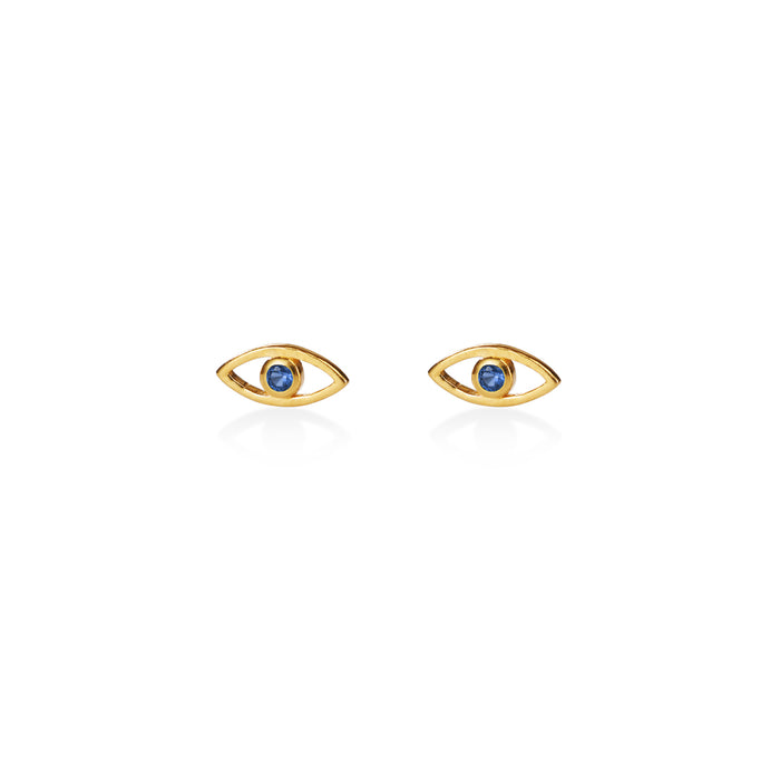 Lucky Eye Melody Ohrring – eccentric blue aus vergoldetem Sterling Silber mit blauem Saphir