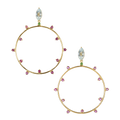Funfair Parade Ohrring aus vergoldetem Sterling Silber mit blauem Topas, pink Turmalin & Tsavorite/grünem Granat