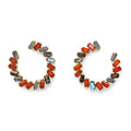 Harvest Moon Ohrring aus vergoldetem Sterling Silber mit Carneol, Rauchquarz und Labradorite