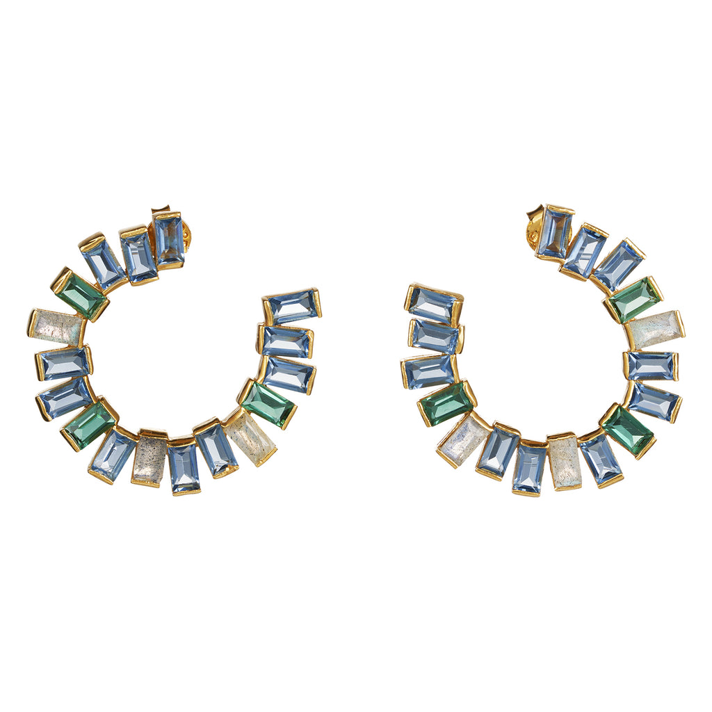 The River aus vergoldetem Sterling Silber mit Turmalin, Topas und Labradorite
