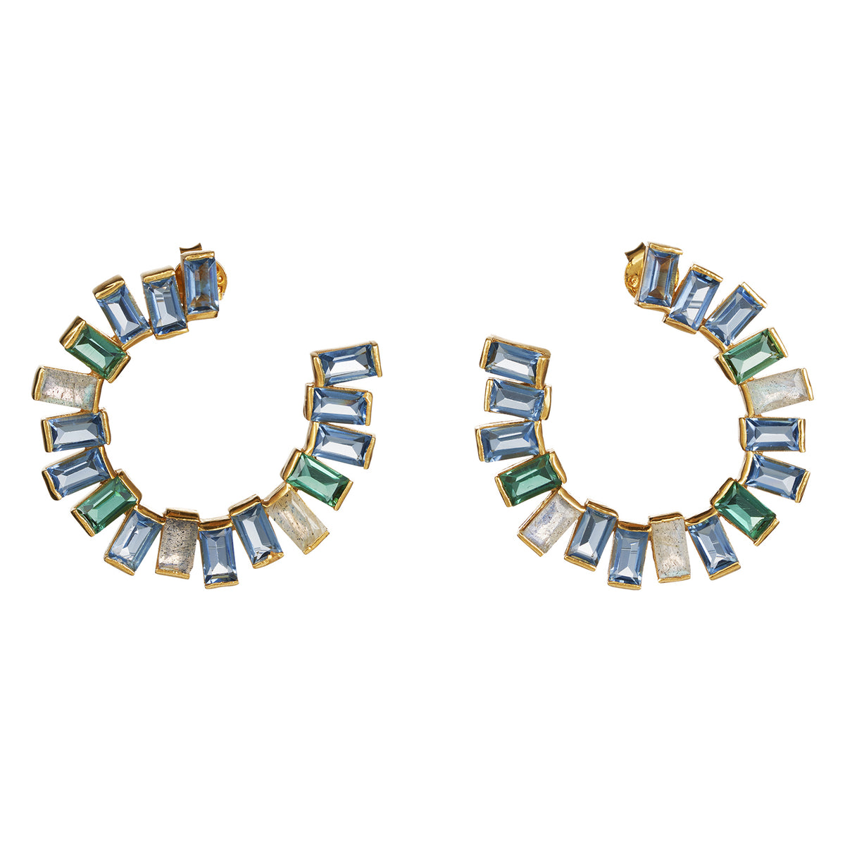 The River aus vergoldetem Sterling Silber mit Turmalin, Topas und Labradorite