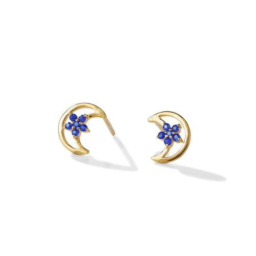 Cinnamon Moon Ohrring – eccentric blue aus vergoldetem Sterling Silber mit blauem Saphir