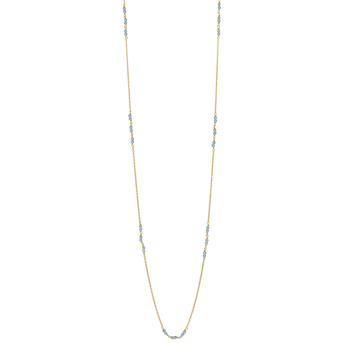 Petit Jardin Kette lang – blissful blue, vergoldet aus vergoldetem Sterling Silber mit blauem Chalcedon