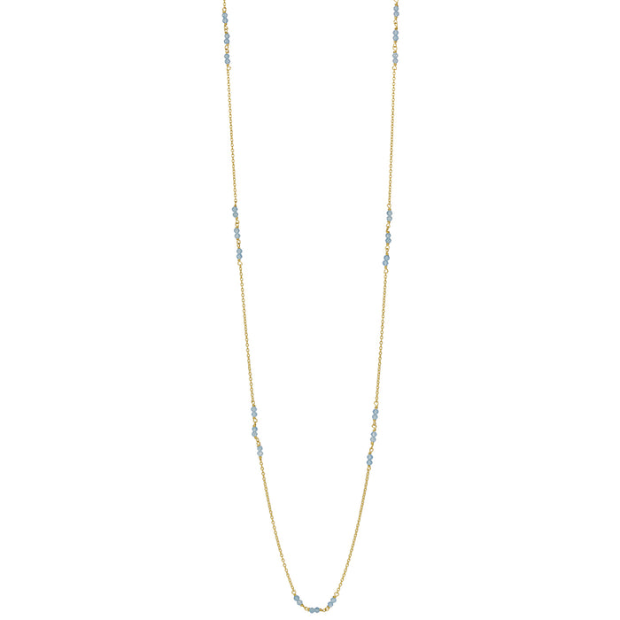 Petit Jardin Kette lang – blissful blue, vergoldet aus vergoldetem Sterling Silber mit blauem Chalcedon