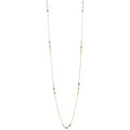 Petit Jardin Kette lang multi aus vergoldetem Sterling Silber mit grünem Onyx, blauem Chalcedon, Citrin, Amethyst