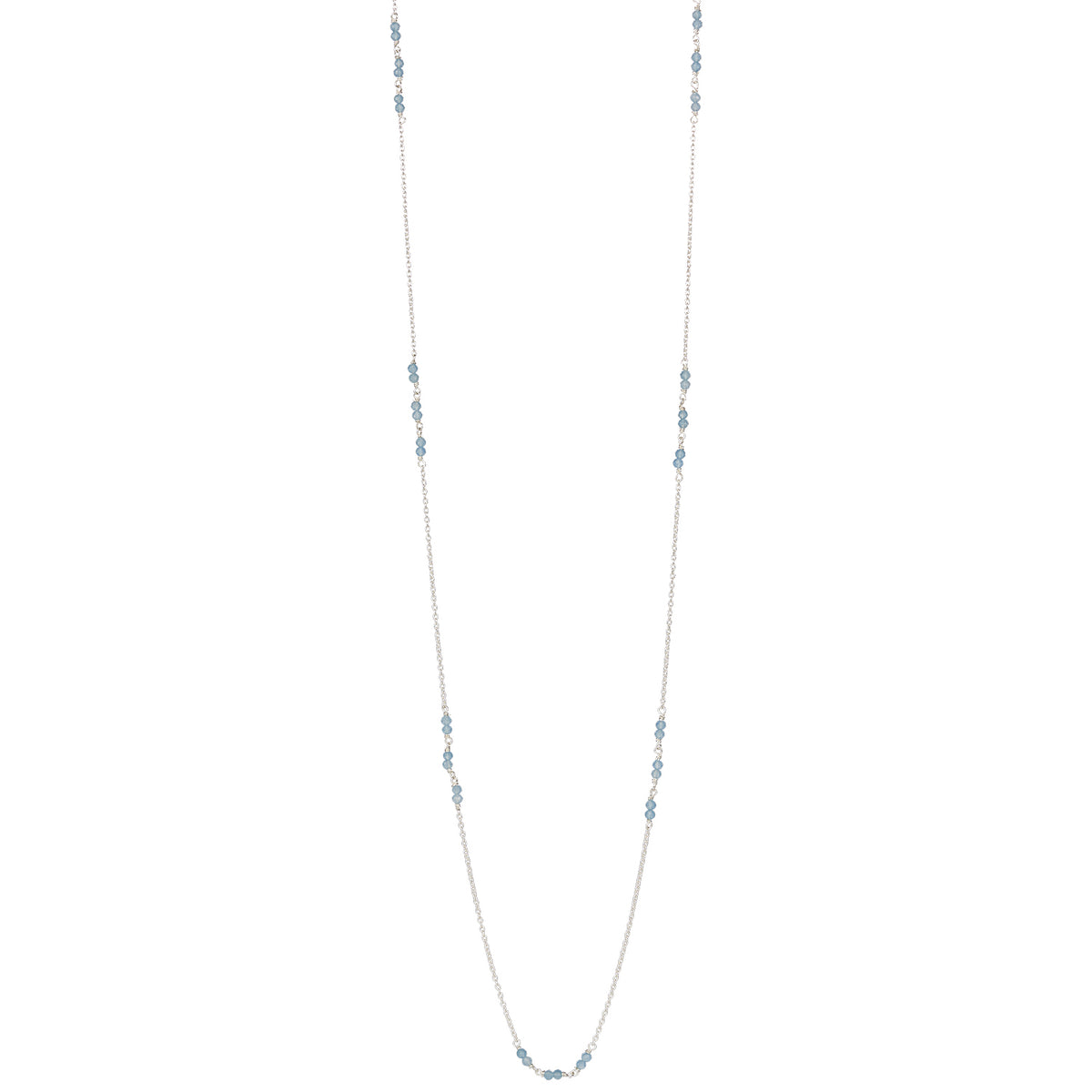 Petit Jardin Kette lang – blissful blue, Silber aus Sterling Silber mit blauem Chalcedon