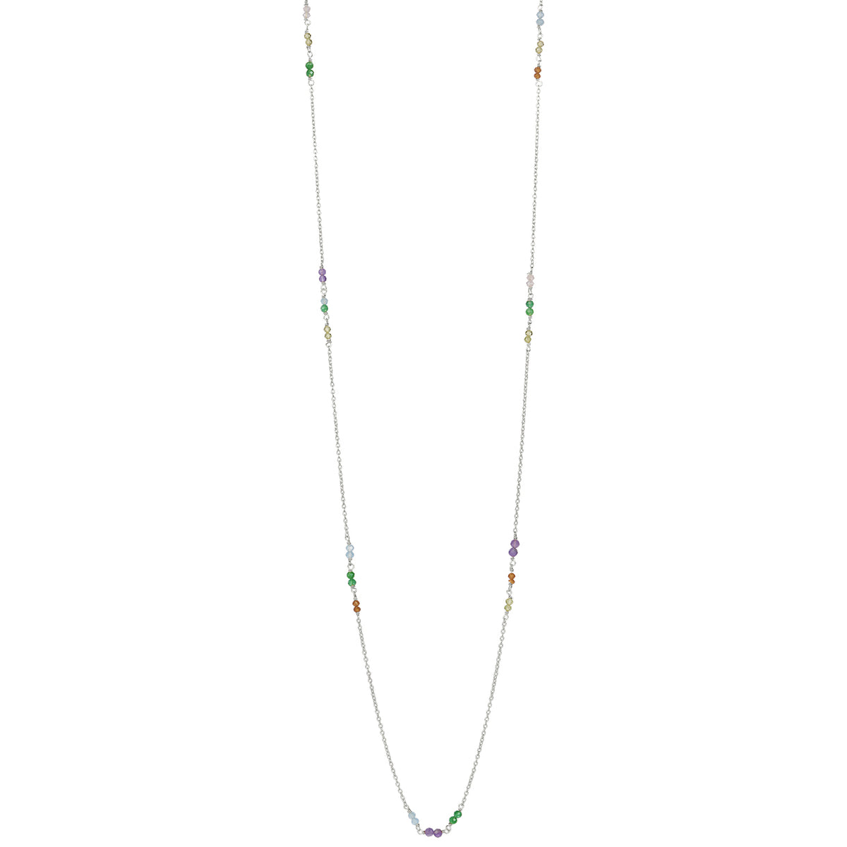 Petie Jardin Kette lang multi aus Sterling Silber mit grünem Onyx, blauem Chalcedon, Citrin, Amethyst