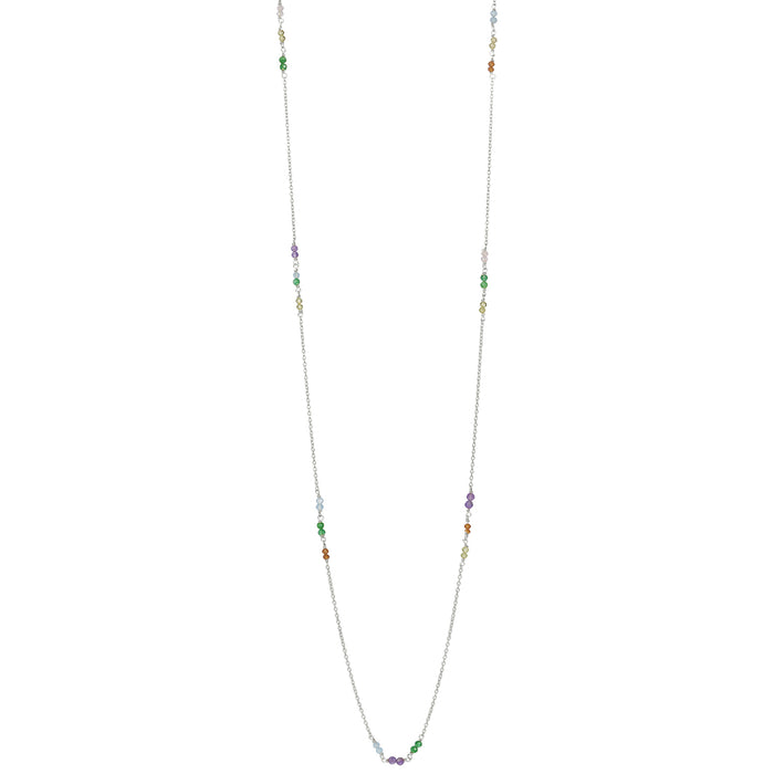 Petie Jardin Kette lang multi aus Sterling Silber mit grünem Onyx, blauem Chalcedon, Citrin, Amethyst