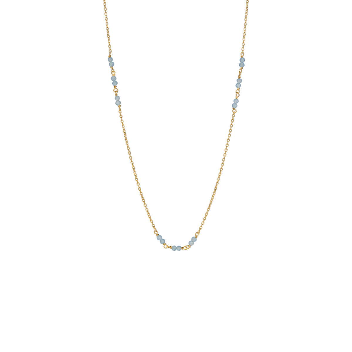 Petit jardin Kette kurz aus vergoldetem Sterling Silber mit blauem Chalcedon
