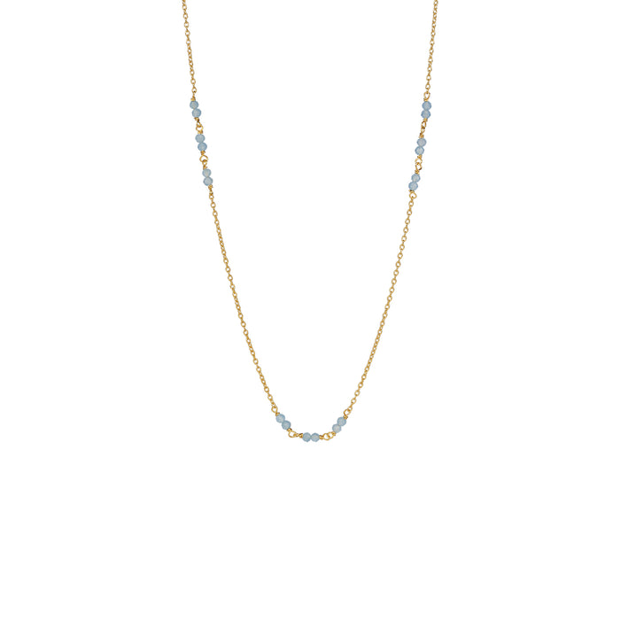 Petit jardin Kette kurz aus vergoldetem Sterling Silber mit blauem Chalcedon