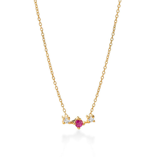 Broken Vintage Kette – raspberry sorbet aus vergoldetem Sterling Silber mit weißem Topas & pinkem Saphir