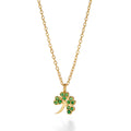 Fields of bright Clover Kette aus vergoldetem Sterling Silber mit Tsavorite/grünem Granat